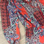 Venus  large paisley printed tassel off shoulder romper peach coral blue Photo 2