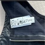 Vintage Made In USA Vegan Leather Peplum Fit and Flare Fitted Tank Black Size S Photo 1