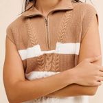 Ellen Tracy  camel and cream vest sweater size  M Photo 0