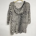 Chaser  Black & White Animal Print Pullover Hoodie Sweater Womens M Leopard Top Photo 7
