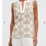 Maison Common Embroidered Linen Eyelet Cream Sleeveless Top Size 40 Beach Yacht Tan Size M Photo 0