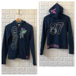 Aeropostale Aero New York 87 floral bird teal hoodie‎ zip up jacket women's size M Photo 1