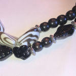 Black & White Zebra Stripes Beaded Double Strand Boho Necklace Photo 1