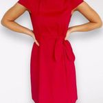Theory Analba Red Knee Length Dress Cap Sleeve Belted Small ❗️FLAWED❗️ Photo 0