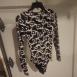 Hurley  Black and White Geometric Long Sleeve One Piece Swimsuit Size S Photo 5