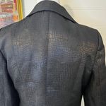 Le Suit Black Croc Embossed Blazer Fitted Jacket Business Preppy Academia Clean Photo 8
