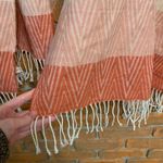 Loft ‎ Blanket Scarf Fringe Trim Chevron Pattern Soft Acrylic Cream Pink Cozy Photo 1