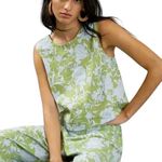 Maeve Anthropologie  London Rear Button Floral Tank Green Size S Photo 0