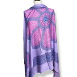 YOA Floral Scarf Shawl Wrap Fringe Mandala Pattern FLAWS Women 62" x 44" Boho Purple Photo 2