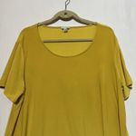 Cato Blouse Top Women's 18/20W Mustard Round Neck Handkerchief Hem Pullover Photo 3