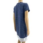 Merona  LARGE Blue White Striped Short Sleeve Column Shift T-Shirt Mini Dress Photo 3
