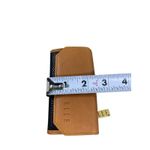 Elle VTG Genuine Leather Key Holder Wallet Case Tan Navy Blue Beige Bifold Snap Photo 7