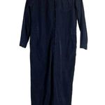 A.P.C. Justine Navy Blue Corduroy Long Sleeve Button Front Jumpsuit Size S Black Photo 4
