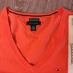 Tommy Hilfiger  V-neck Coral Orange Sweater Pima Cotton blend Preppy Academia L​ Photo 6