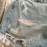 Kancan Women’s Blue Denim Medium Distressed Rainbow Jean Shorts New NWT Photo 5