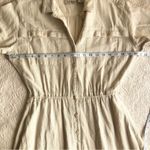 L.L.Bean Vintage Beige Cool Weave Button Front Collared Short Sleeve Midi Dress Photo 4