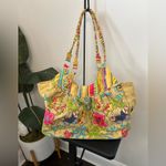 Colorful Embroidered Tote Bag Kate McRostie Garden Tote Pool Beach Shopping Yellow Photo 1