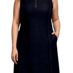 LRL Ralph Lauren Denim Dress Plus 14W 1/4 Zip New Leather Trim Neutral Classic Blue Photo 0