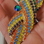 Large Statement Gold Colorful Parrot Bird Brooch Pin Photo 3