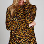 Apricot Top Womens XS Brown Yellow Black Animal Print Pullover Crewneck Photo 0