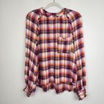 Pilcro Anthropologie Breezy Plaid Top Button Up Shirt Blouse Ruffle Size LP Photo 9