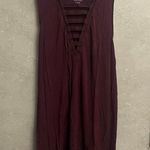 American Eagle AEO  Outfitters Maroon Deep V-Neck Ladder Strap Tank L Photo 1
