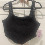 Wild Fable Boho Black Wash Denim Corset Top Tank Square Neck Buckle Straps Size L Photo 0