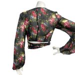 Cotton Candy LA Cotton Candy Black Floral Mesh Wrap Long Sleeve Blouse Crop Top Size M Y2K Photo 4