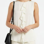 Theory  100% Silk Ivory Cream Sleeveless Ruffle Front Button Up Blouse Top S Photo 0