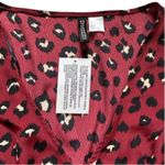 Divided Dress Red Burgundy Animal Print V-Neck Long Sleeve Wrap Dress Size 6 NEW Photo 8