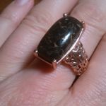 Matrix Silver Shungite 14K Rose Gold Over Copper Ring (Size 8) Photo 1