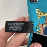 Vintage Ninto 100% Silk Square Hand Rolled Scarf Equestrian Blue Turquoise Photo 3