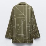 ZARA NWOT  Geometric Olive Green Art Blouse Jacket Lightweight Bloggers Fave M Photo 7