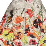 Badgley Mischka FLORAL EYELET SHORT SLEEVE CROPPED BACK ZIPPERED WHITE GREEN TOP Photo 4