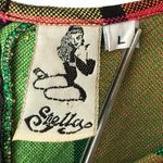 Stella & Dot VTG Stella Women's Top‎ L Rainbow Plaid Boho Festival Tunic Bell Sleeve Zip Back Photo 2