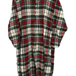 Eddie Bauer Vintage Flannel Nightgown Size M Red Green White Plaid Long Sleeve Photo 0