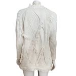 Rosie Niera Ivory Thick Knit Open Cardigan with Fringe Hems White Photo 3