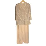 R & M Richards Maxi Gown Dress w Matching Jacket Sz 14 Metallic Gold Tan Photo 1