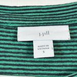 J Jill Green Navy Striped Linen Blend Short Sleeve Shirt Small EUC #7581 Blue Photo 4