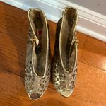 Two Lips Gold Metallic Laser Cut Stiletto Heels Size 8.5 Y2K Club Party Shoes Photo 2