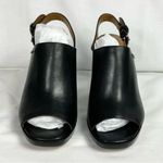 Coach  Brady Slingback Sandal Sz 6 Black Leather Peep Toe Shoes Neutral Photo 1