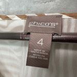 Chico's Pleated Blouse 4/XXL Abstract Print Brown White Textured Top Boho Resort Photo 2