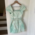 Alice + Olivia  Jeans Tie Dye Denim Mini Dress in Green and White Photo 1