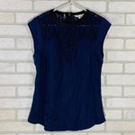 Rebecca Taylor  Faux Leather Trim Lace Inset Top Photo 2