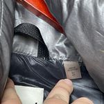 SAM. Women metallic silver millennium knee length puffer down coat fox fur sz S Photo 10