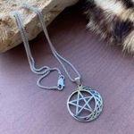 Crescent Celtic Moon And Star Sterling Silver Necklace Popcorn Chain Photo 3