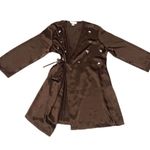 Morgan Taylor Vintage y2k Brown Satin Embroidered Floral Wrap Robe Dressing Gown 🔥 Photo 0