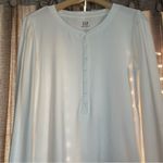 Gap  Maternity White Puff Shoulder Henley Long Sleeve Tee Shirt Size Large Photo 2