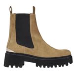 Maje Carmel Suede Platform Chelsea Ankle Boots Gold Metallic Heel Size 7 NWOB Photo 0