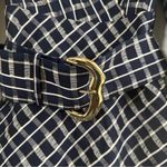 Tanya Taylor NWT  Nicola Navy Blue Plaid Long Sleeve Plunge dress Photo 1